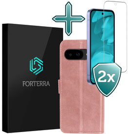 Forterra Forterra Google Pixel 9a Hoesje Bookcase Met 2x Screenprotector - Rose Goud