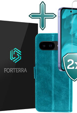 Forterra Forterra Google Pixel 9a Hoesje Bookcase Met 2x Screenprotector - Turquoise