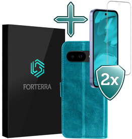 Forterra Forterra Google Pixel 9a Hoesje Bookcase Met 2x Screenprotector - Turquoise