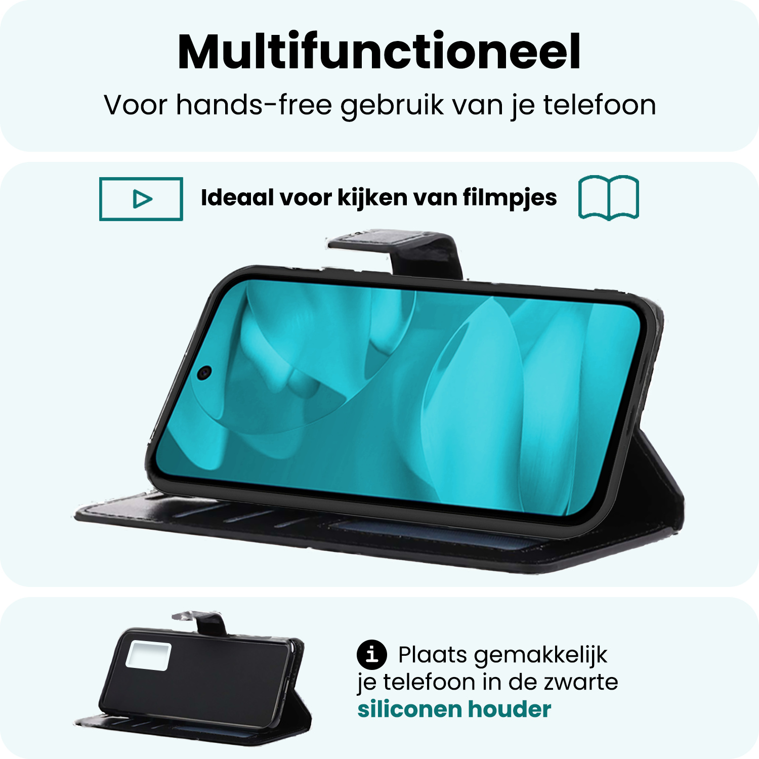 Forterra Forterra Google Pixel 9a Hoesje Bookcase Met 2x Screenprotector - Zwart