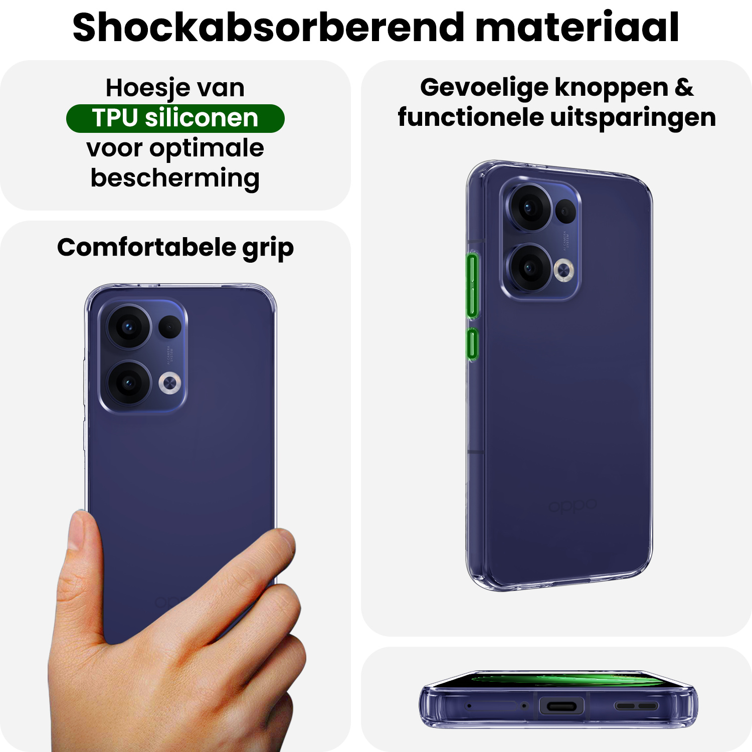 BASEY. BASEY. Oppo Reno13 Hoesje Siliconen Met Screenprotector - Transparant