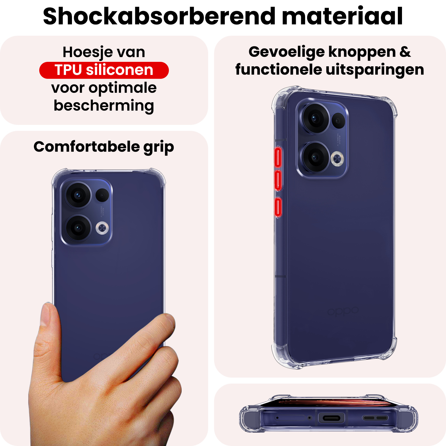 NoXx NoXx Oppo Reno13 Hoesje Shockproof - Transparant - 2 PACK