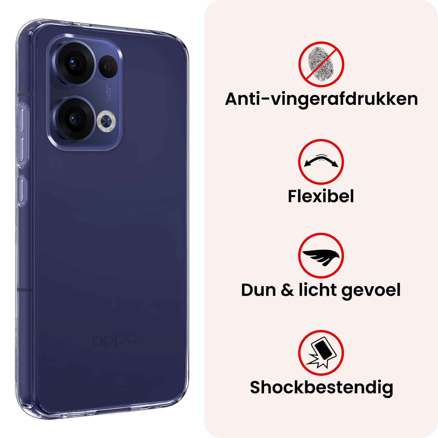 NoXx NoXx Oppo Reno13 Hoesje Siliconen Met Screenprotector - Transparant