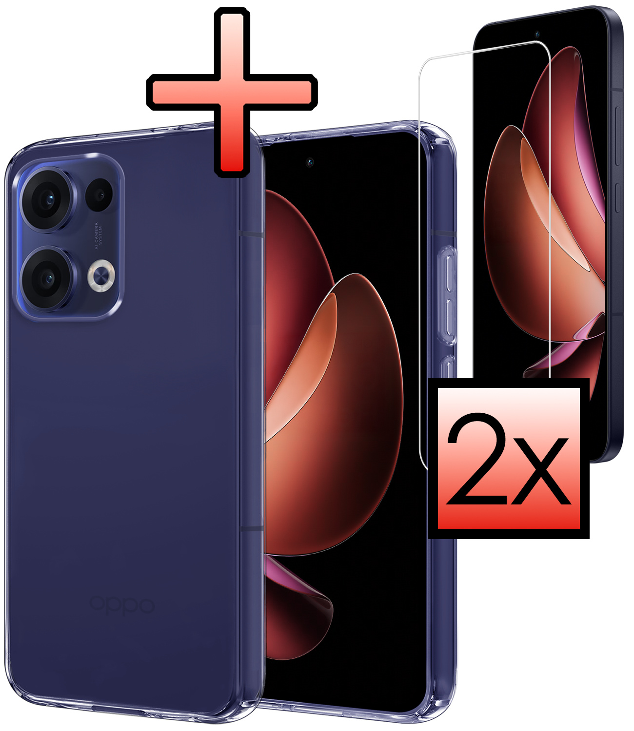 NoXx NoXx Oppo Reno13 Hoesje Siliconen Met 2x Screenprotector - Transparant