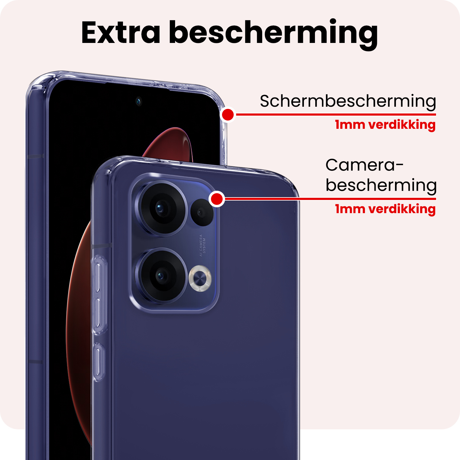 NoXx NoXx Oppo Reno13 Hoesje Siliconen Met 2x Screenprotector - Transparant