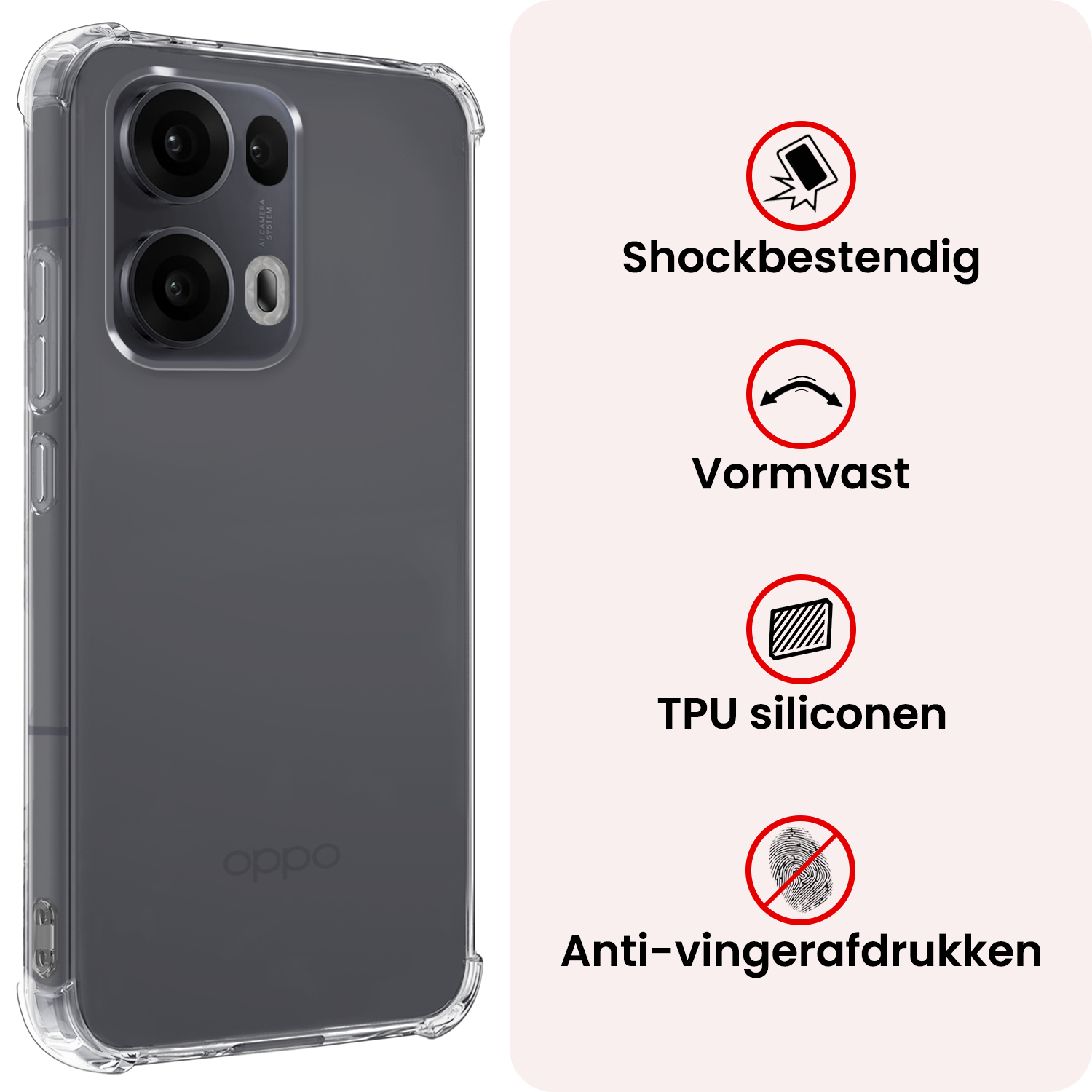NoXx NoXx Oppo Reno13 Pro Hoesje Shockproof - Transparant