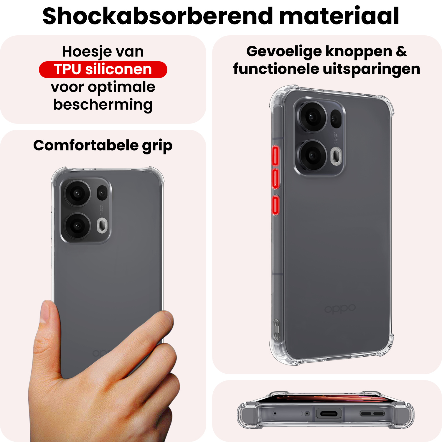 NoXx NoXx Oppo Reno13 Pro Hoesje Shockproof - Transparant - 2 PACK