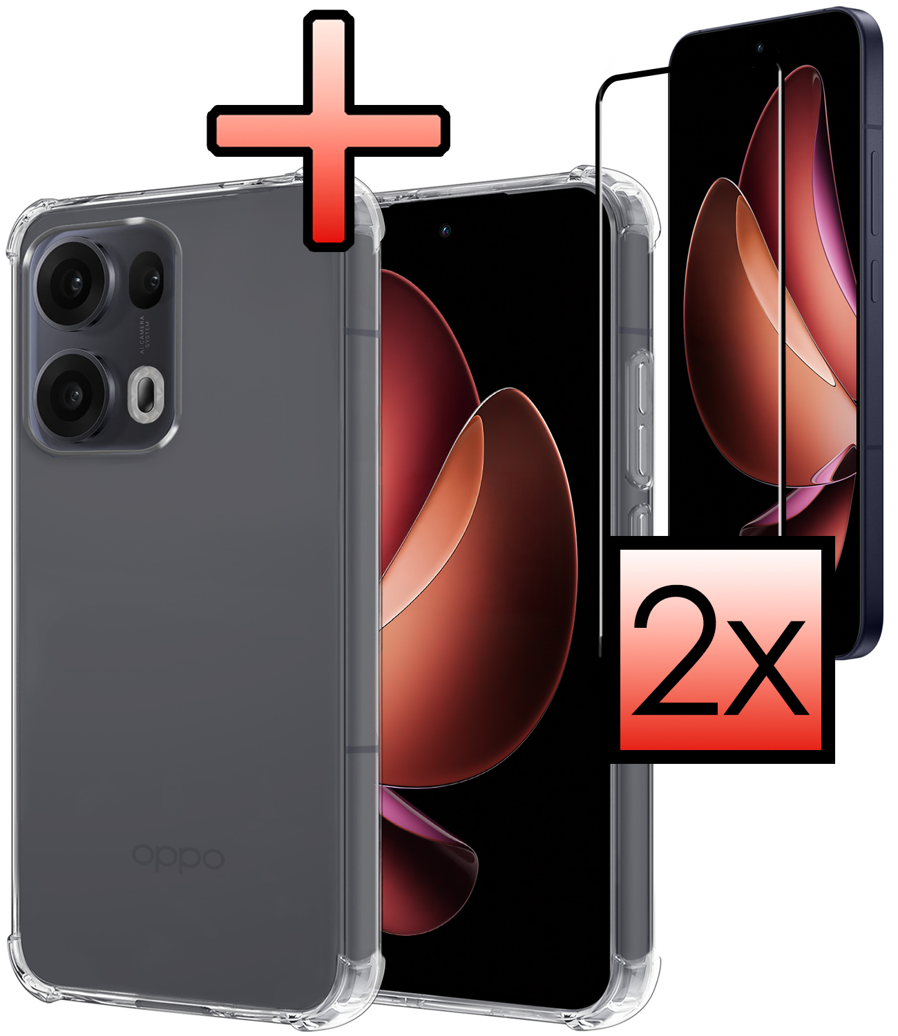 NoXx NoXx Oppo Reno13 Pro Hoesje Shockproof Met 2x Screenprotector
