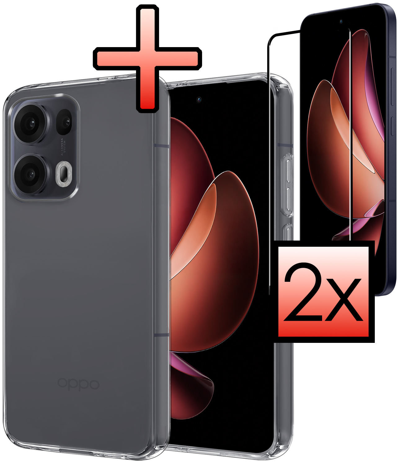 NoXx NoXx Oppo Reno13 Pro Hoesje Siliconen Met 2x Screenprotector - Transparant