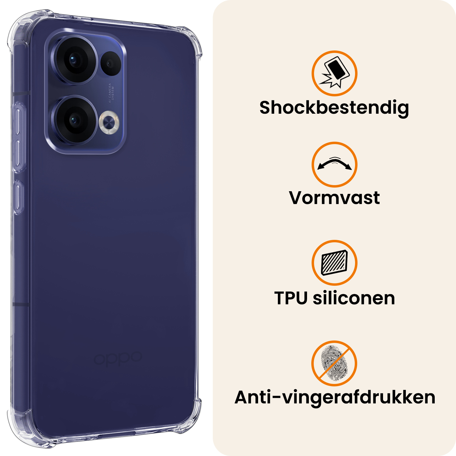 Nomfy Nomfy Oppo Reno13 Hoesje Shockproof - Transparant
