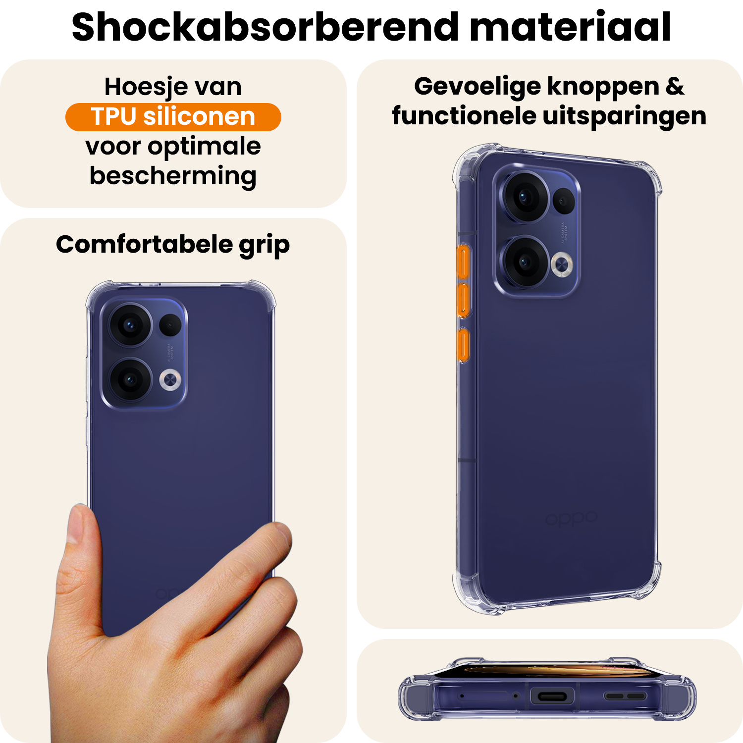 Nomfy Nomfy Oppo Reno13 Hoesje Shockproof - Transparant - 2 PACK