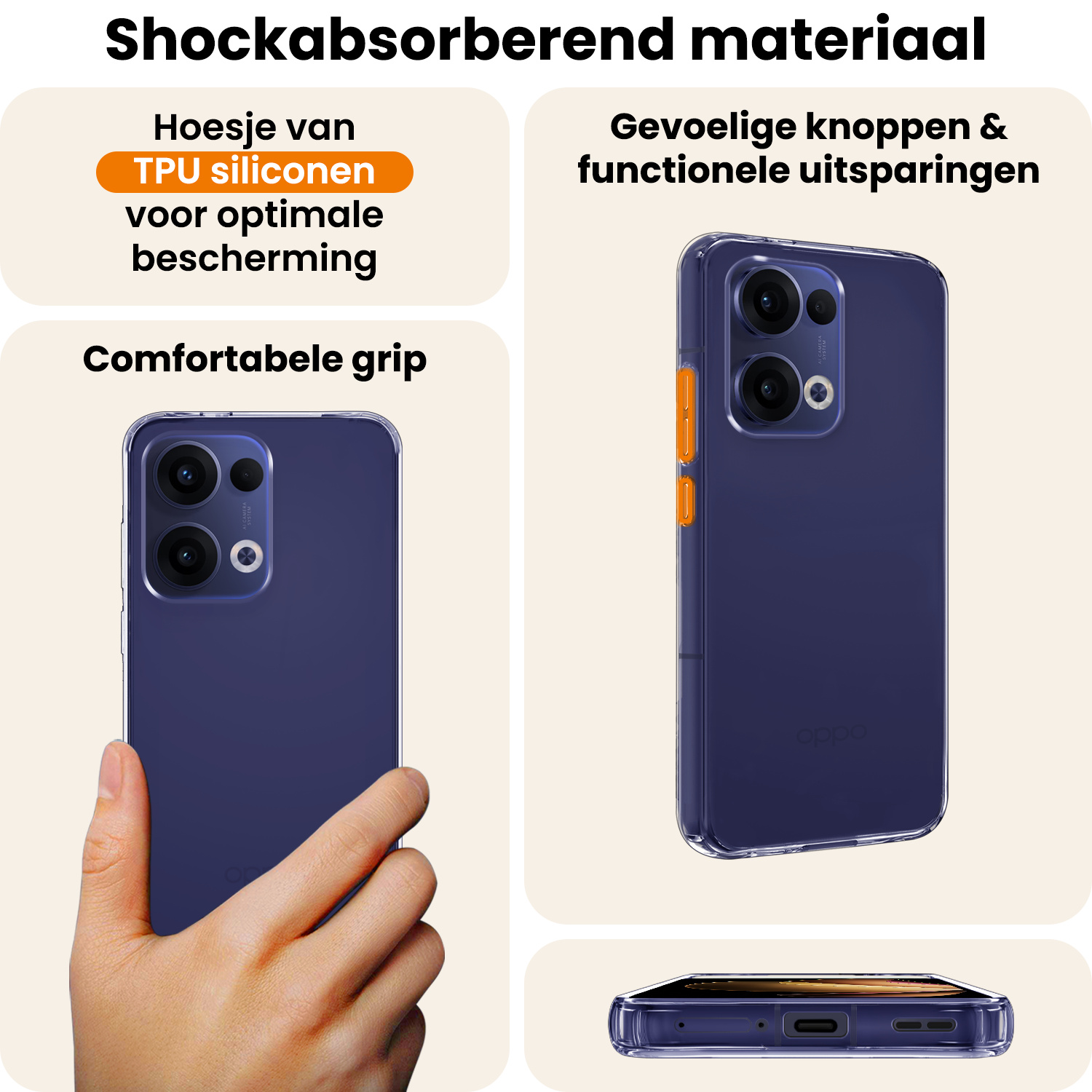 Nomfy Nomfy Oppo Reno13 Hoesje Siliconen Met Screenprotector - Transparant