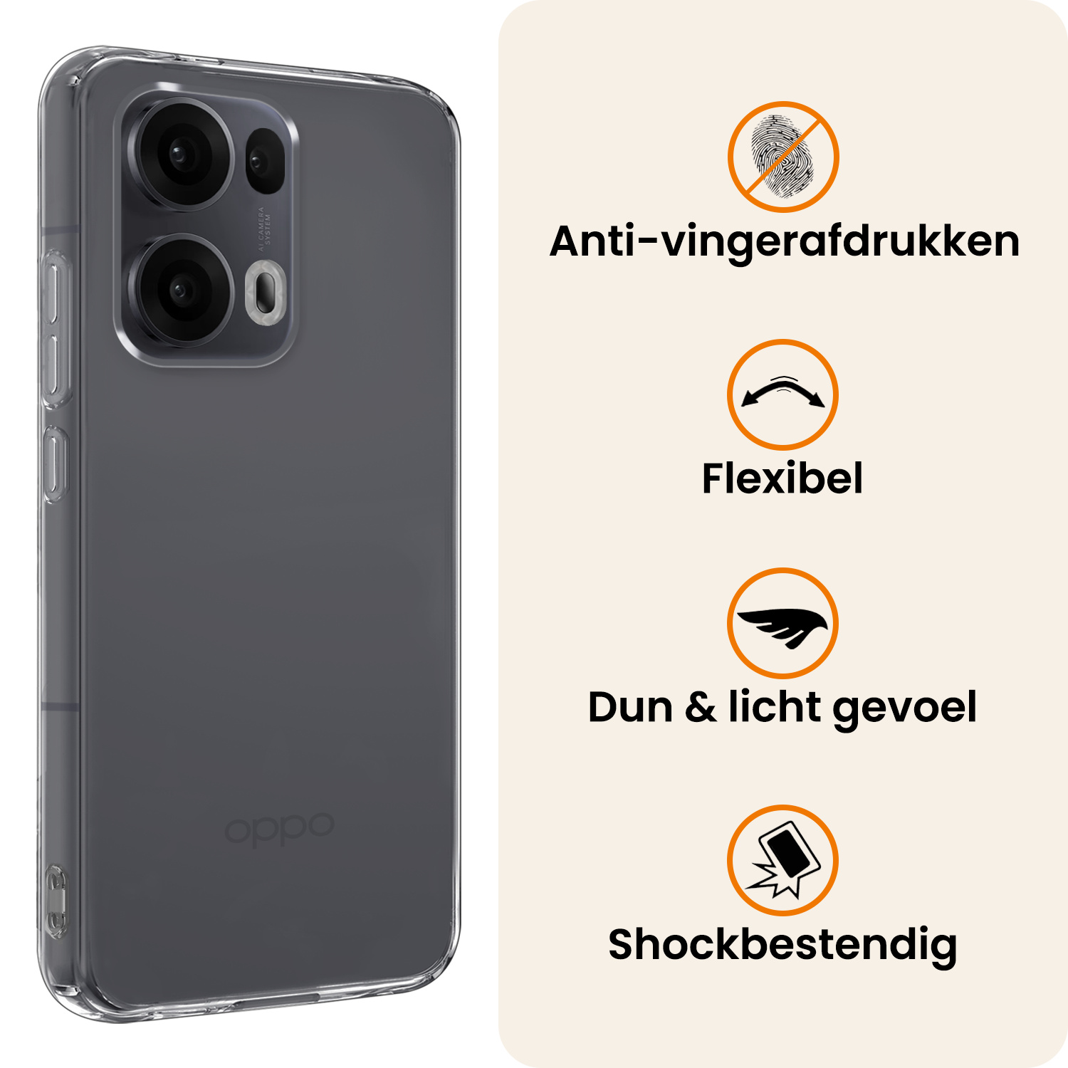 Nomfy Nomfy Oppo Reno13 Pro Hoesje Siliconen Met 2x Screenprotector - Transparant