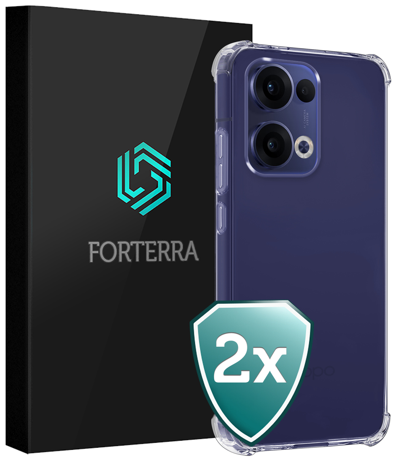 Forterra Forterra Oppo Reno13 Hoesje Shockproof - Transparant - 2 PACK