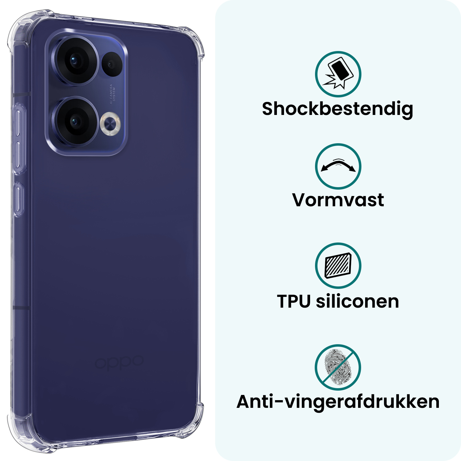 Forterra Forterra Oppo Reno13 Hoesje Shockproof - Transparant - 2 PACK