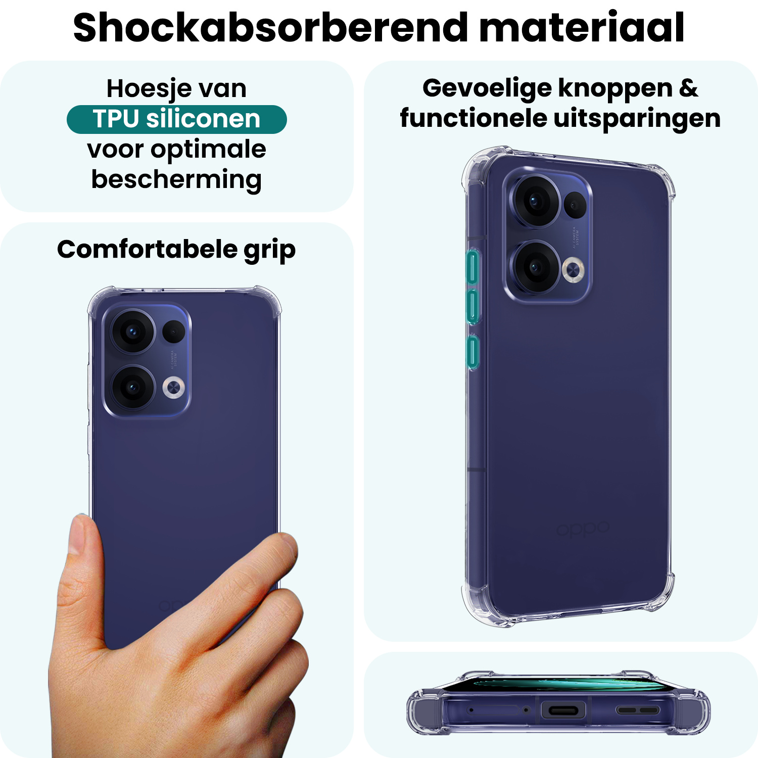 Forterra Forterra Oppo Reno13 Hoesje Shockproof - Transparant - 2 PACK