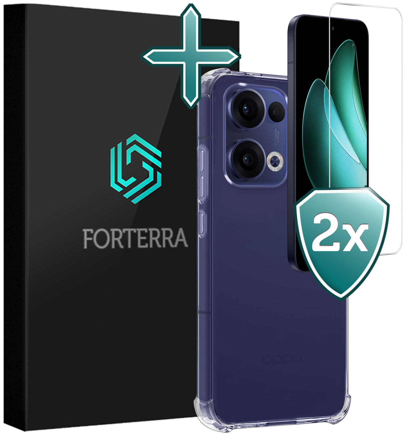 Forterra Forterra Oppo Reno13 Hoesje Shockproof Met 2x Screenprotector