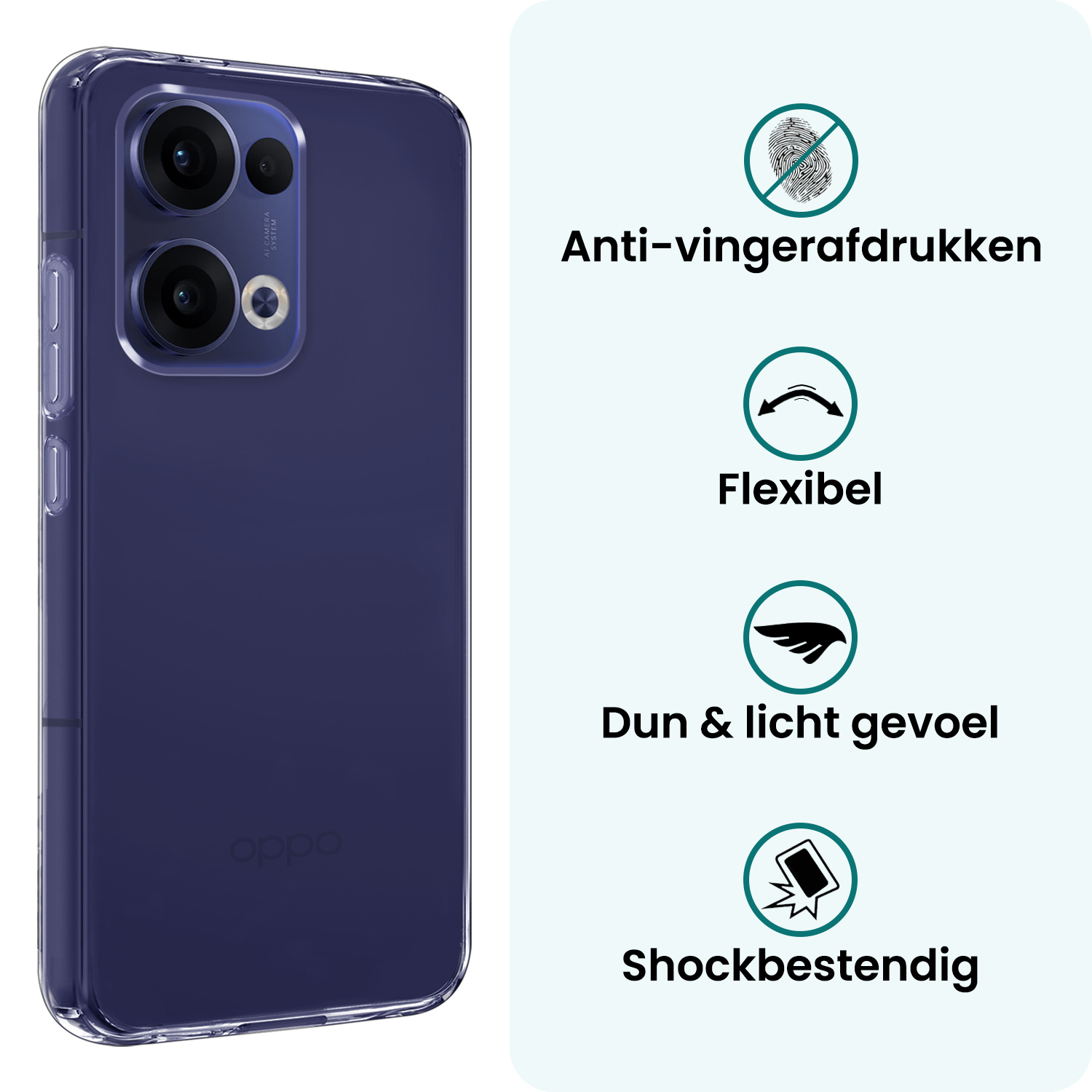 Forterra Forterra Oppo Reno13 Hoesje Siliconen - Transparant - 2 PACK