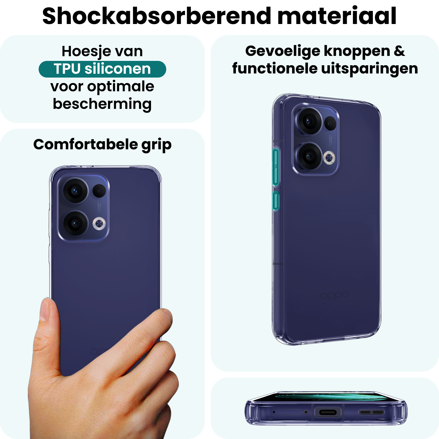 Forterra Forterra Oppo Reno13 Hoesje Siliconen Met Screenprotector - Transparant