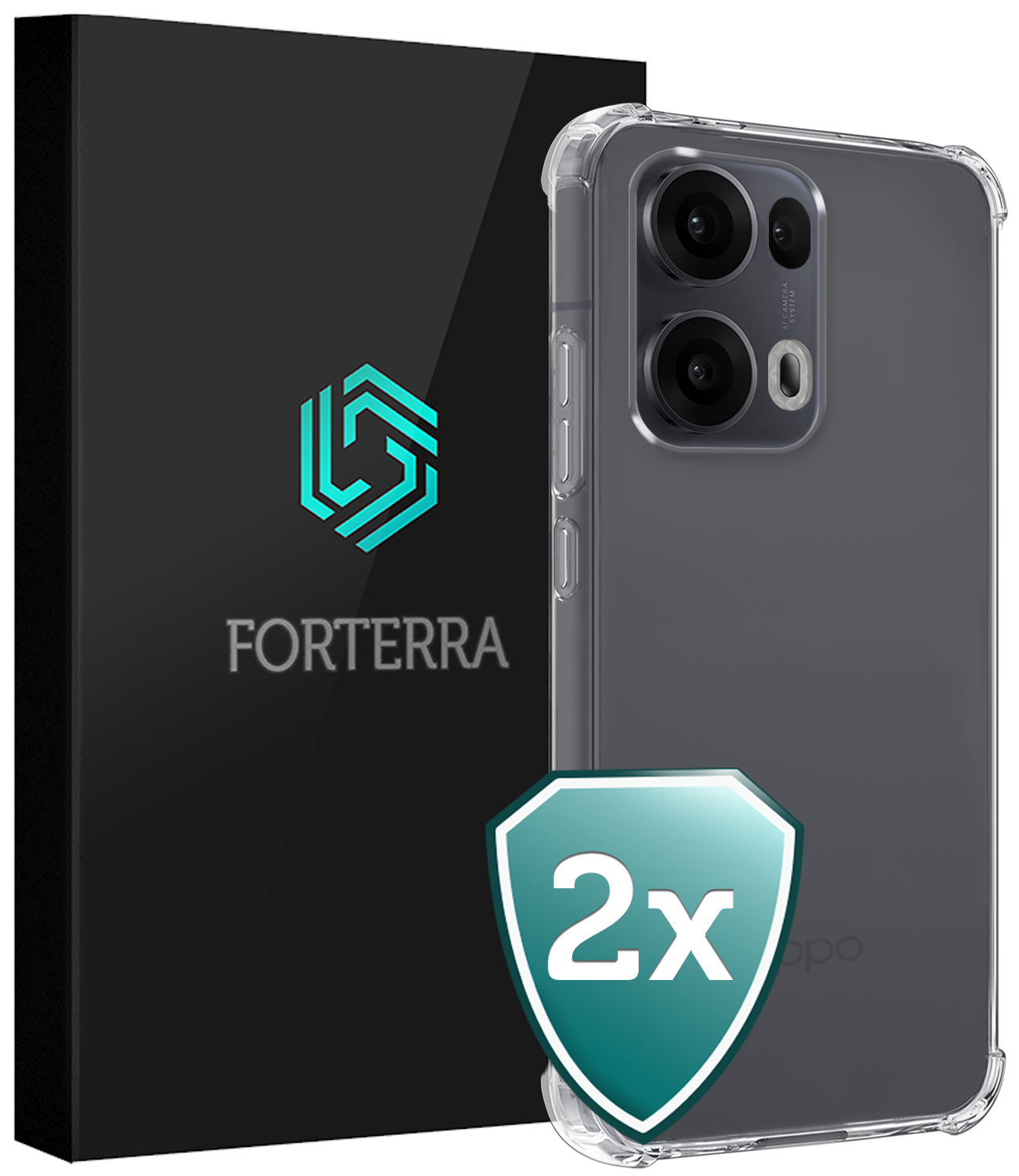 Forterra Forterra Oppo Reno13 Pro Hoesje Shockproof - Transparant - 2 PACK
