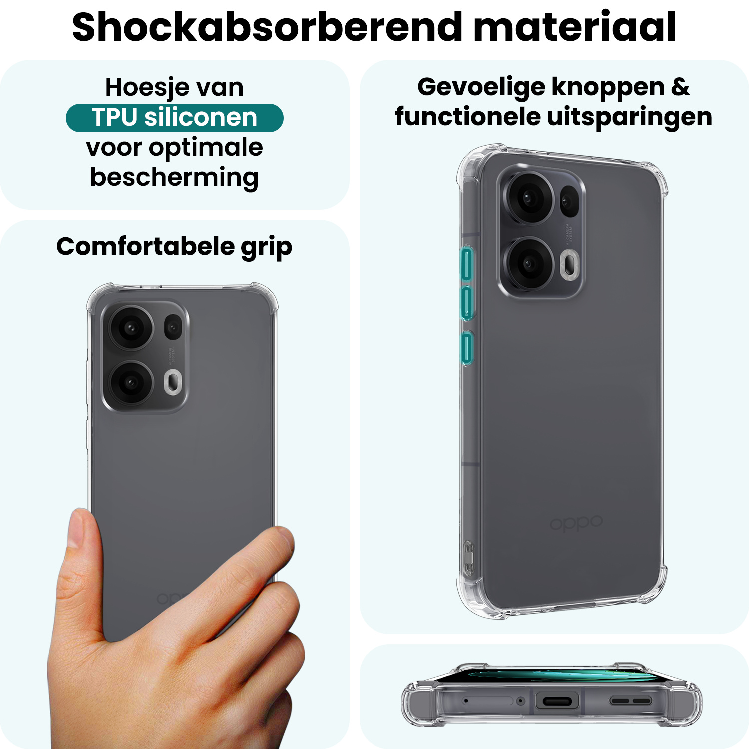 Forterra Forterra Oppo Reno13 Pro Hoesje Shockproof - Transparant - 2 PACK