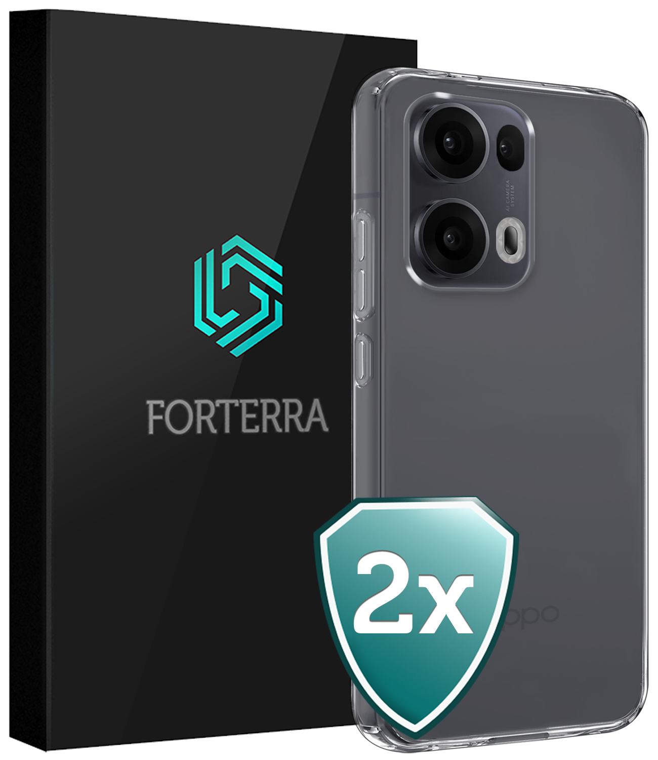 Forterra Forterra Oppo Reno13 Pro Hoesje Siliconen - Transparant - 2 PACK