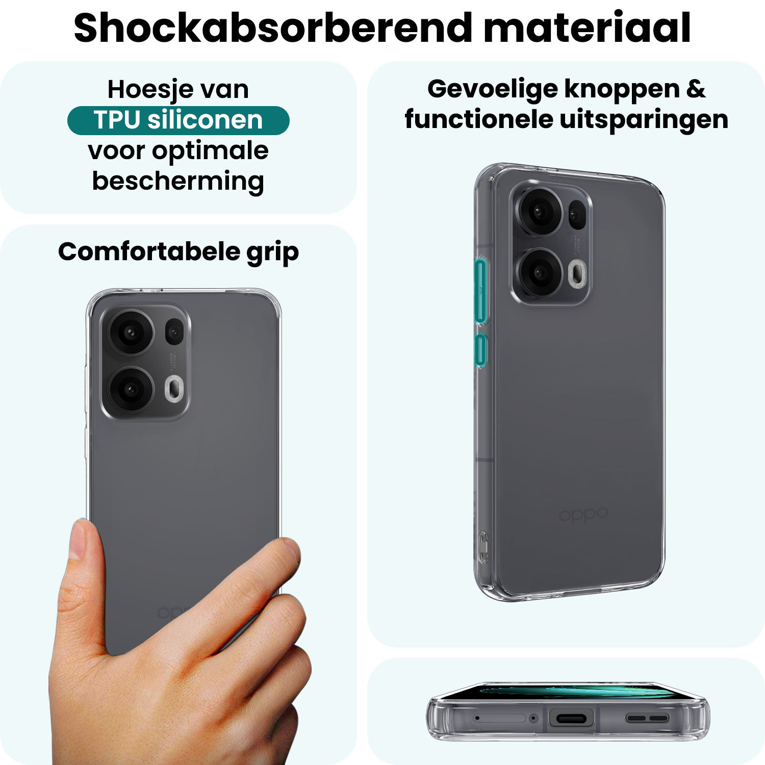 Forterra Forterra Oppo Reno13 Pro Hoesje Siliconen - Transparant - 2 PACK