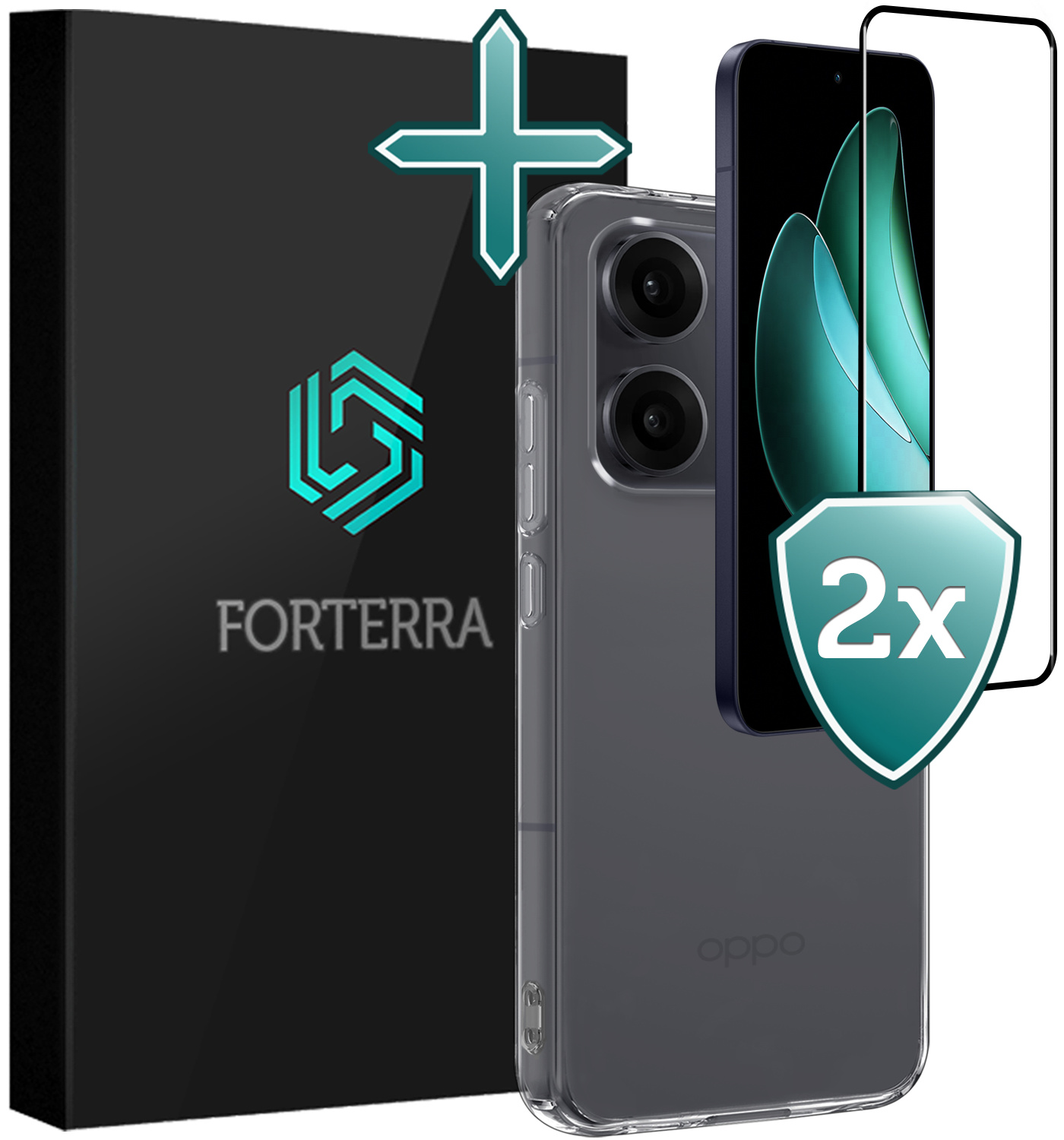 Forterra Forterra Oppo Reno13 Pro Hoesje Siliconen Met 2x Screenprotector - Transparant