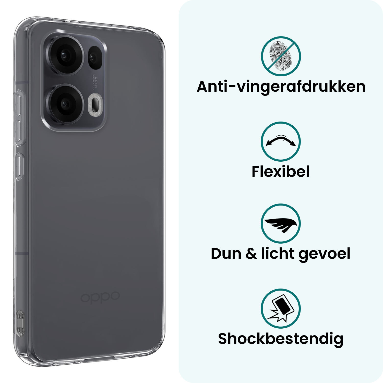 Forterra Forterra Oppo Reno13 Pro Hoesje Siliconen Met 2x Screenprotector - Transparant