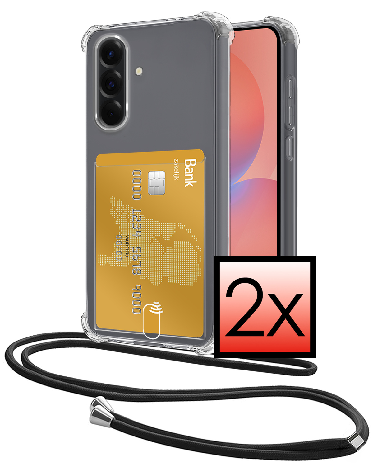 NoXx NoXx Samsung Galaxy A36 Hoesje Pashouder met Koord - 2 PACK