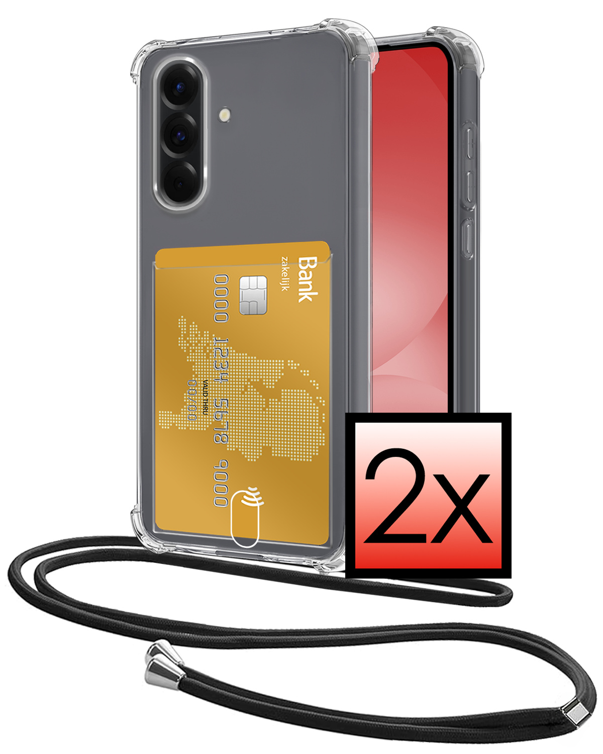 NoXx NoXx Samsung Galaxy A56 Hoesje Pashouder met Koord - 2 PACK