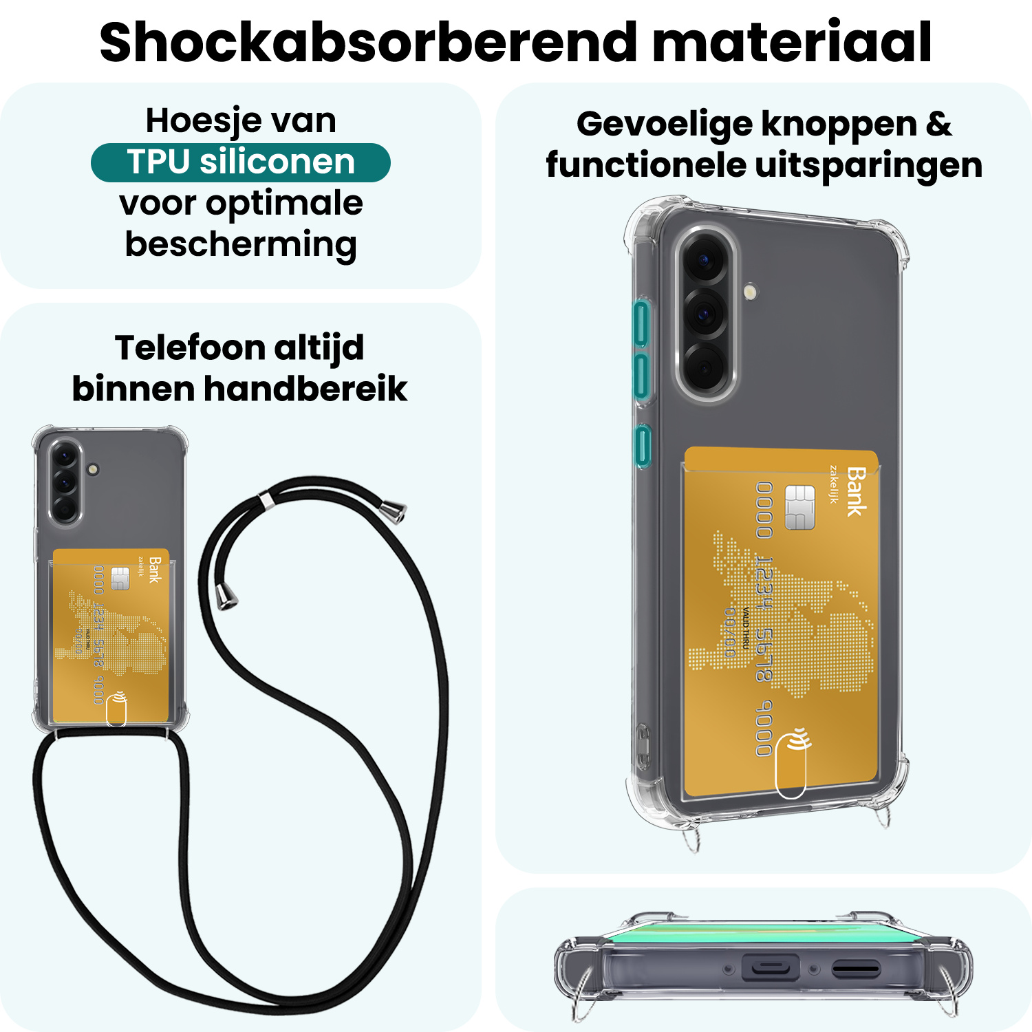 Forterra Forterra Samsung Galaxy A36 Hoesje Pashouder met Koord - 2 PACK