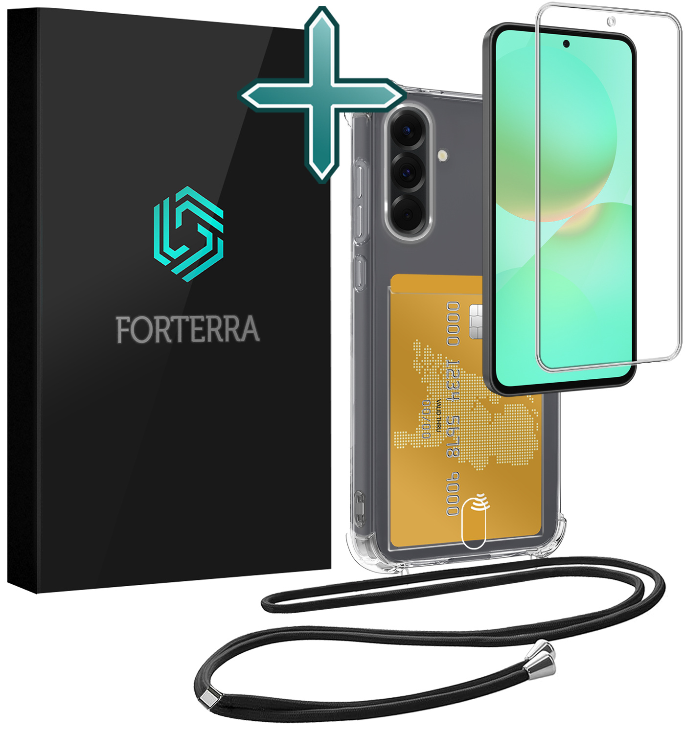 Forterra Forterra Samsung Galaxy A36 Hoesje Pashouder met Koord Met Screenprotector