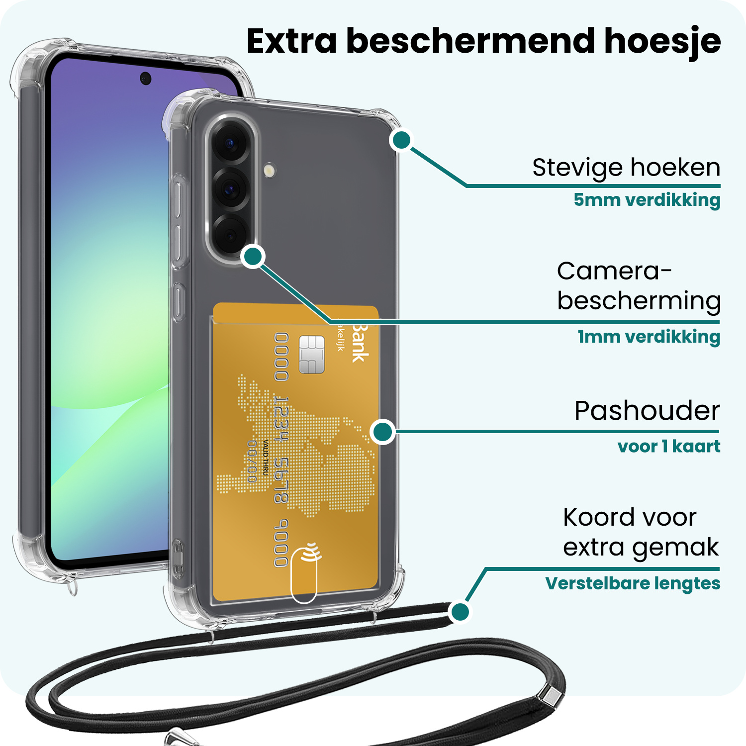 Forterra Forterra Samsung Galaxy A56 Hoesje Pashouder met Koord - 2 PACK