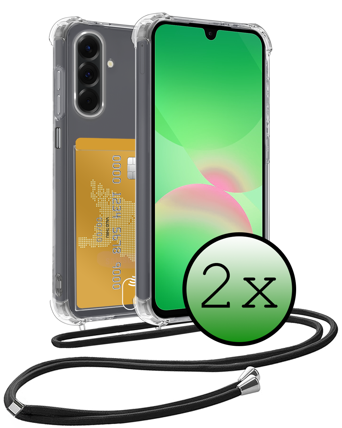 BASEY. BASEY. Samsung Galaxy A26 Hoesje Pashouder met Koord - 2 PACK