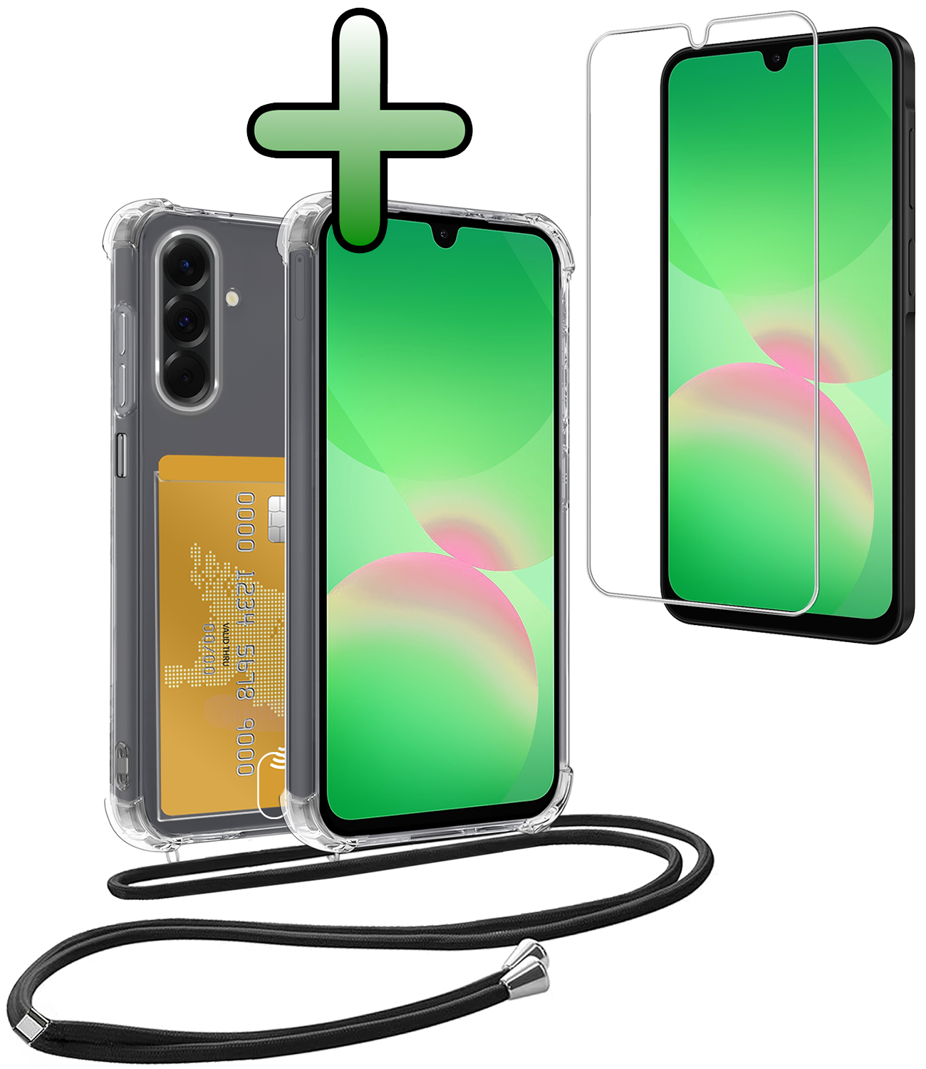 BASEY. BASEY. Samsung Galaxy A26 Hoesje Pashouder met Koord Met Screenprotector