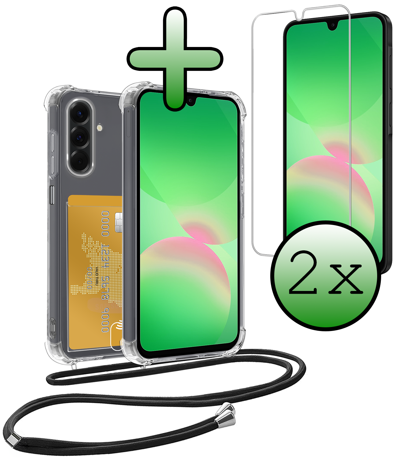 BASEY. BASEY. Samsung Galaxy A26 Hoesje Pashouder met Koord Met 2x Screenprotector