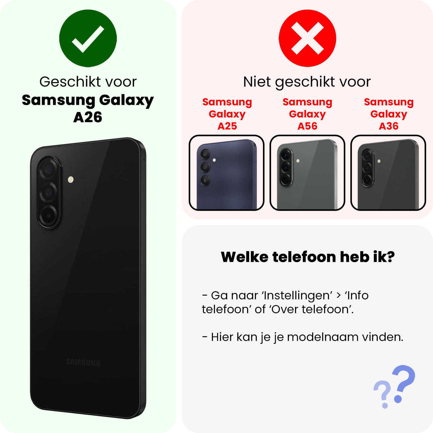BASEY. BASEY. Samsung Galaxy A26 Hoesje Pashouder met Koord Met 2x Screenprotector