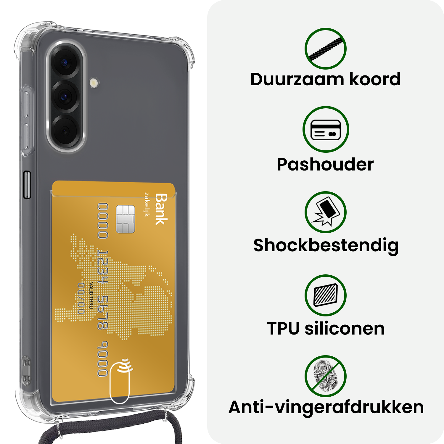 BASEY. BASEY. Samsung Galaxy A26 Hoesje Pashouder met Koord Met 2x Screenprotector