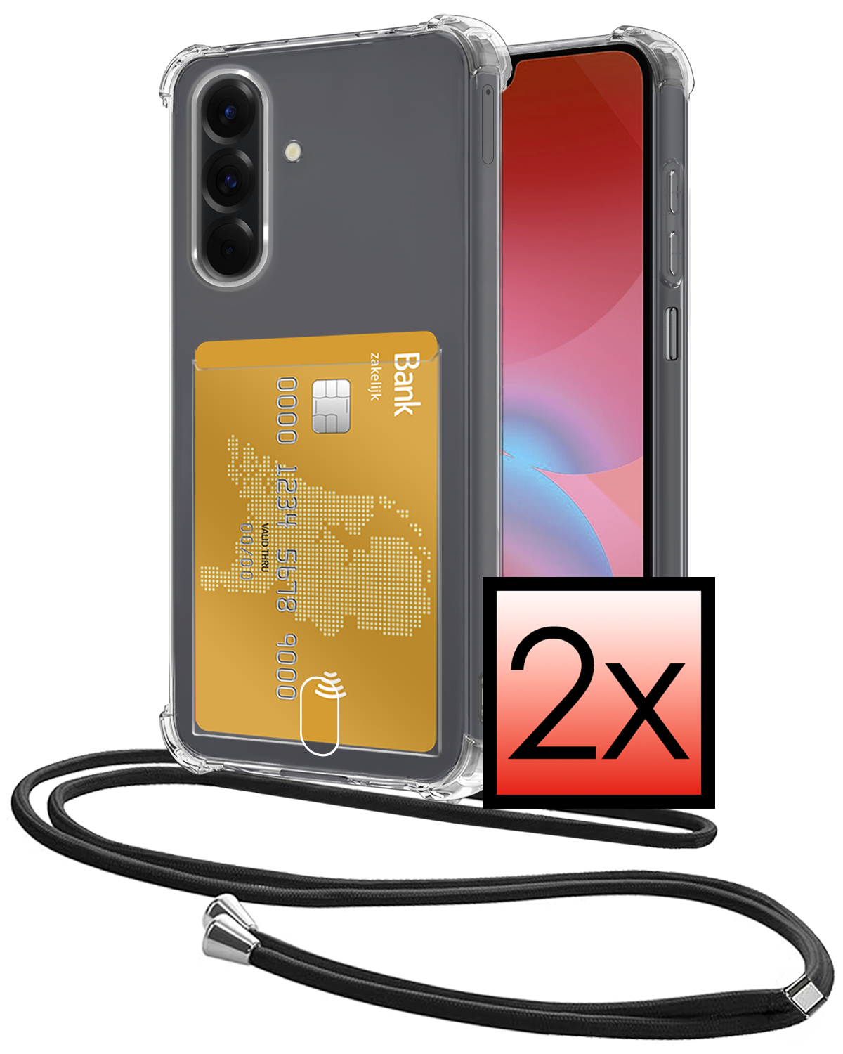 NoXx NoXx Samsung Galaxy A26 Hoesje Pashouder met Koord - 2 PACK