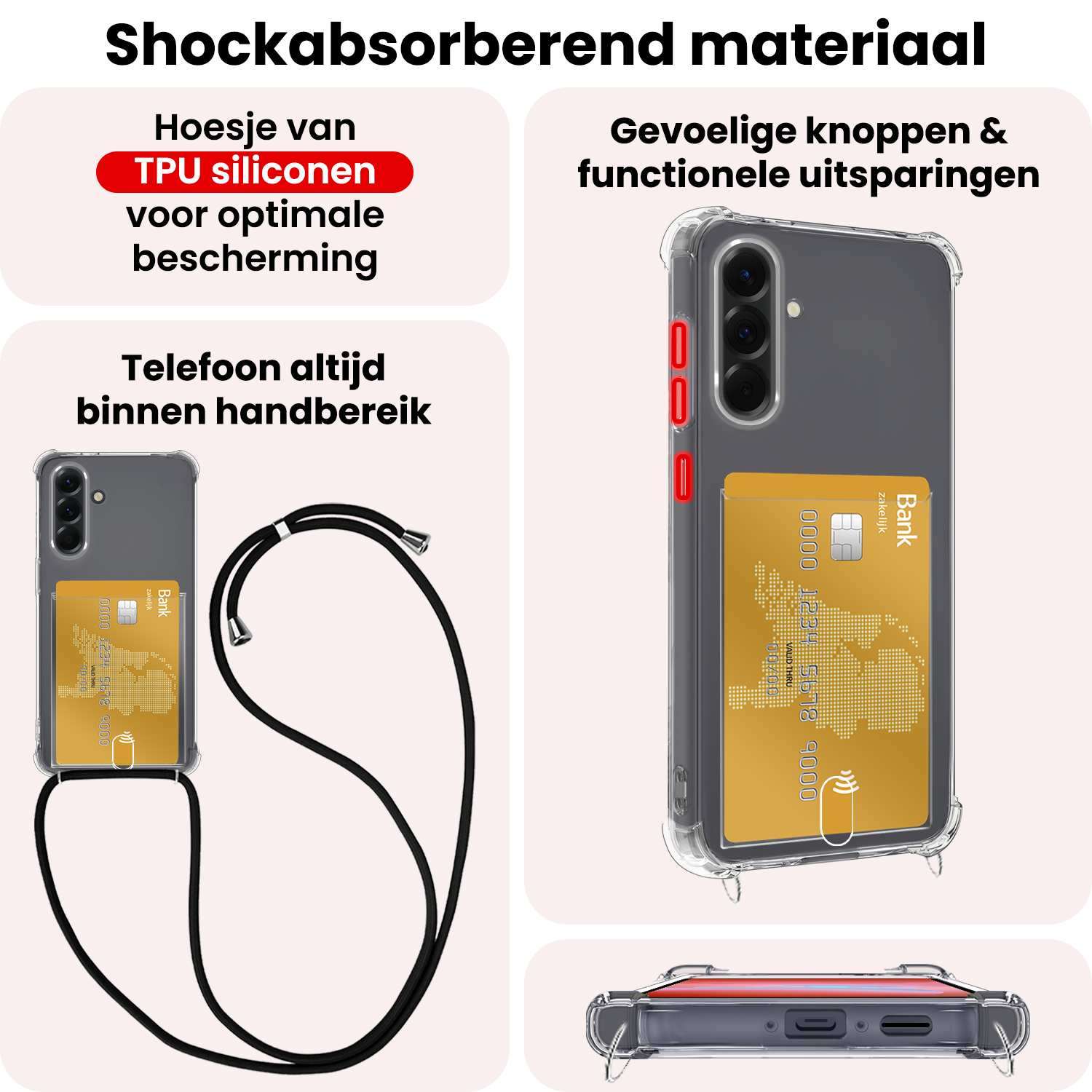NoXx NoXx Samsung Galaxy A26 Hoesje Pashouder met Koord - 2 PACK
