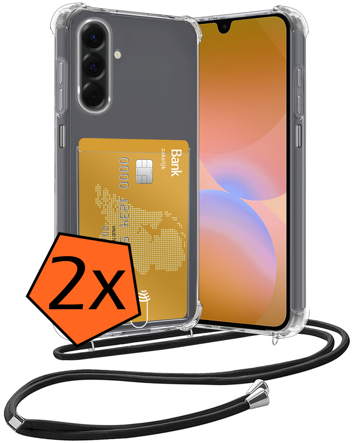 Nomfy Nomfy Samsung Galaxy A26 Hoesje Pashouder met Koord - 2 PACK