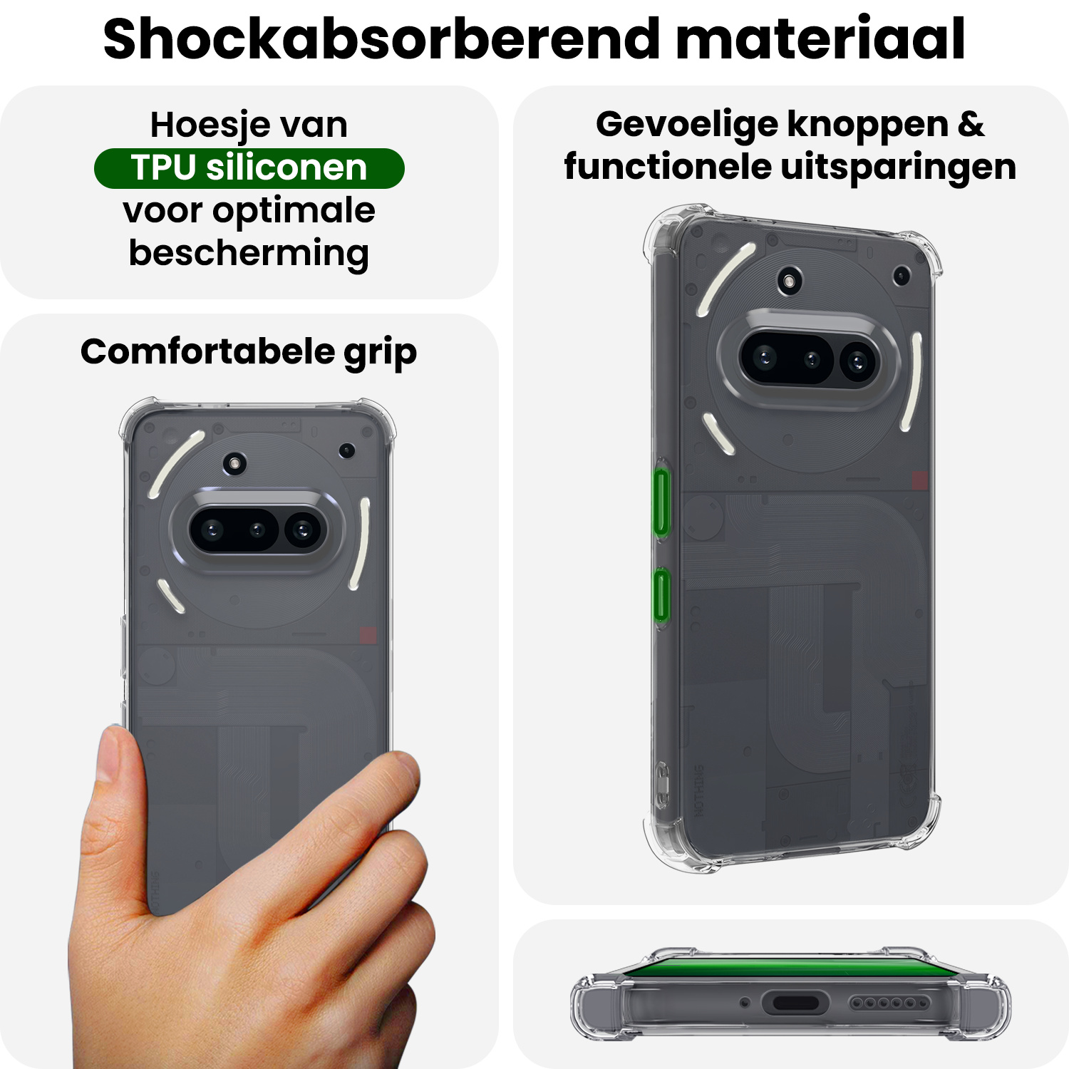 BASEY. BASEY. Nothing Phone (3a) Hoesje Shockproof - Transparant - 2 PACK