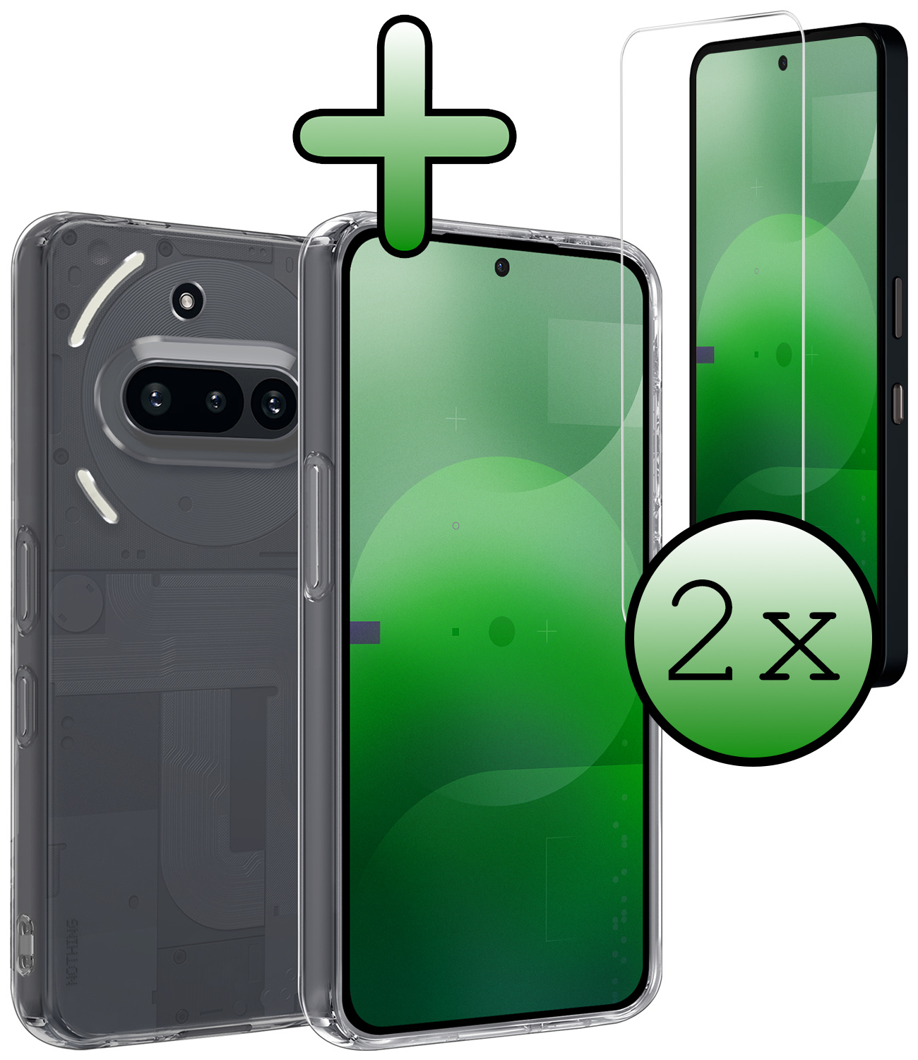 BASEY. BASEY. Nothing Phone (3a) Hoesje Siliconen Met 2x Screenprotector - Transparant