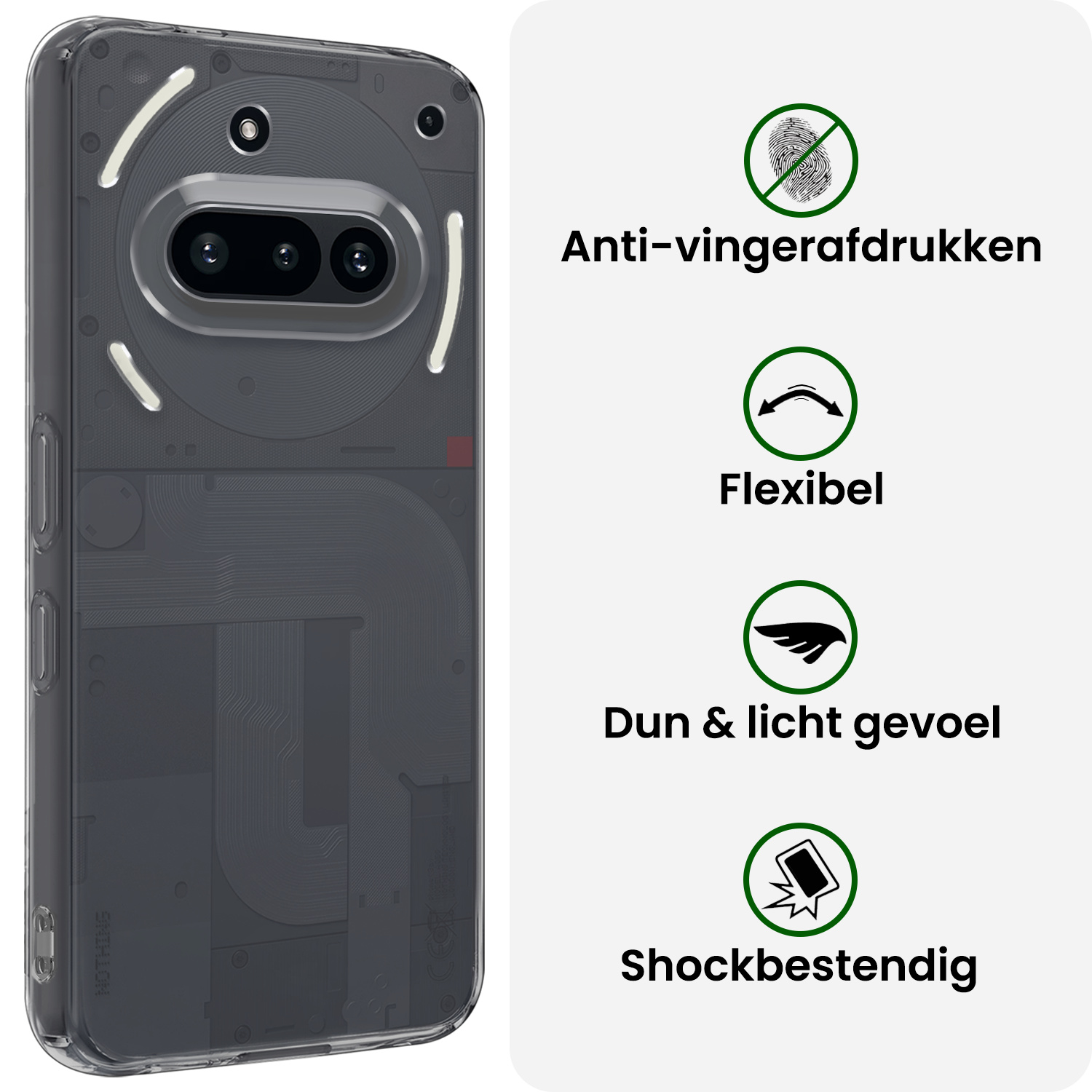 BASEY. BASEY. Nothing Phone (3a) Hoesje Siliconen Met 2x Screenprotector - Transparant