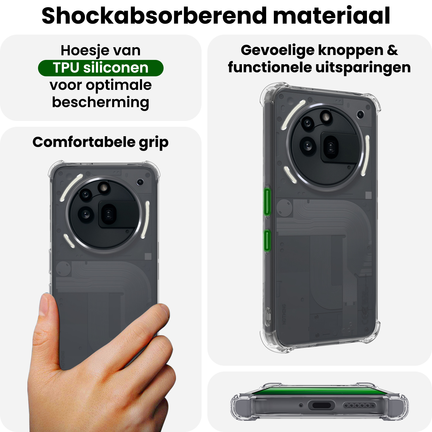 BASEY. BASEY. Nothing Phone (3a) Pro Hoesje Shockproof - Transparant - 2 PACK