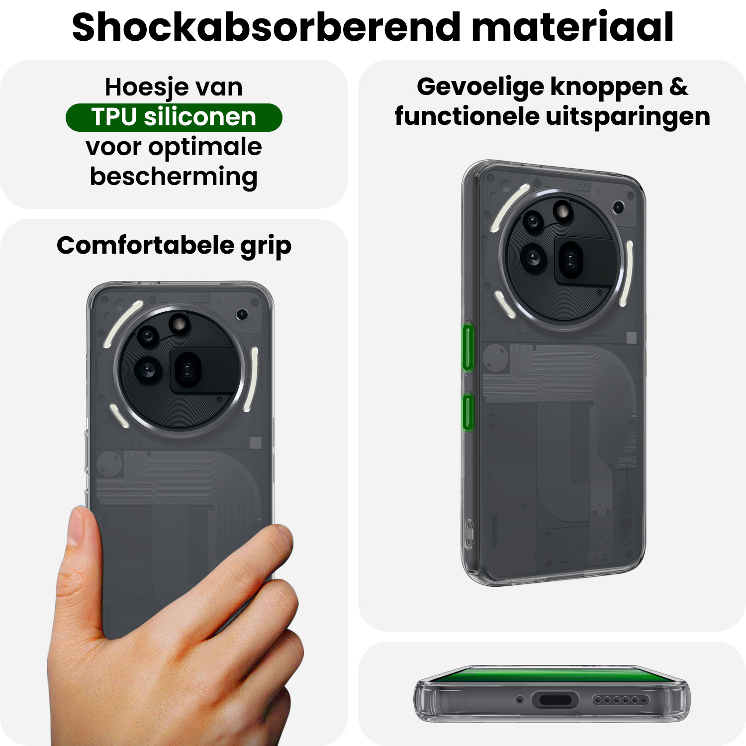 BASEY. BASEY. Nothing Phone (3a) Pro Hoesje Siliconen - Transparant - 2 PACK