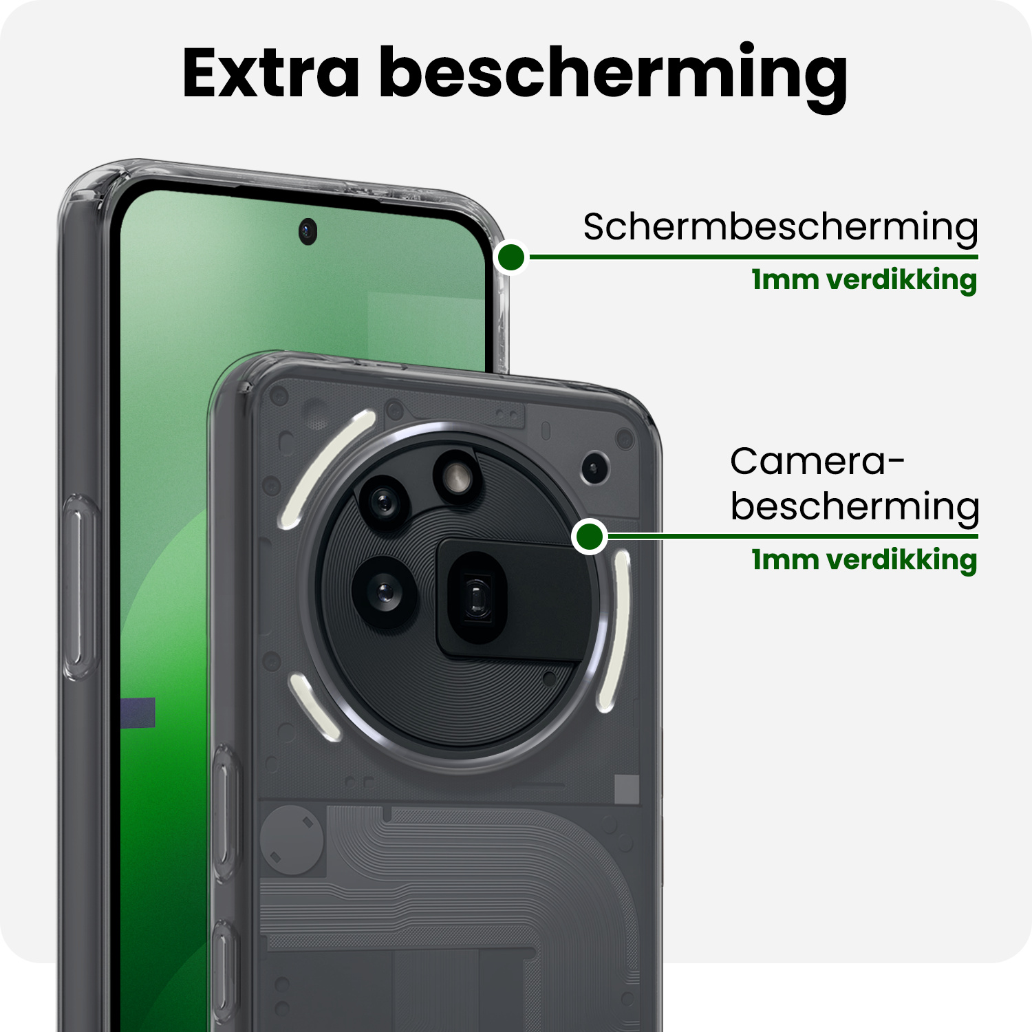 BASEY. BASEY. Nothing Phone (3a) Pro Hoesje Siliconen Met 2x Screenprotector - Transparant