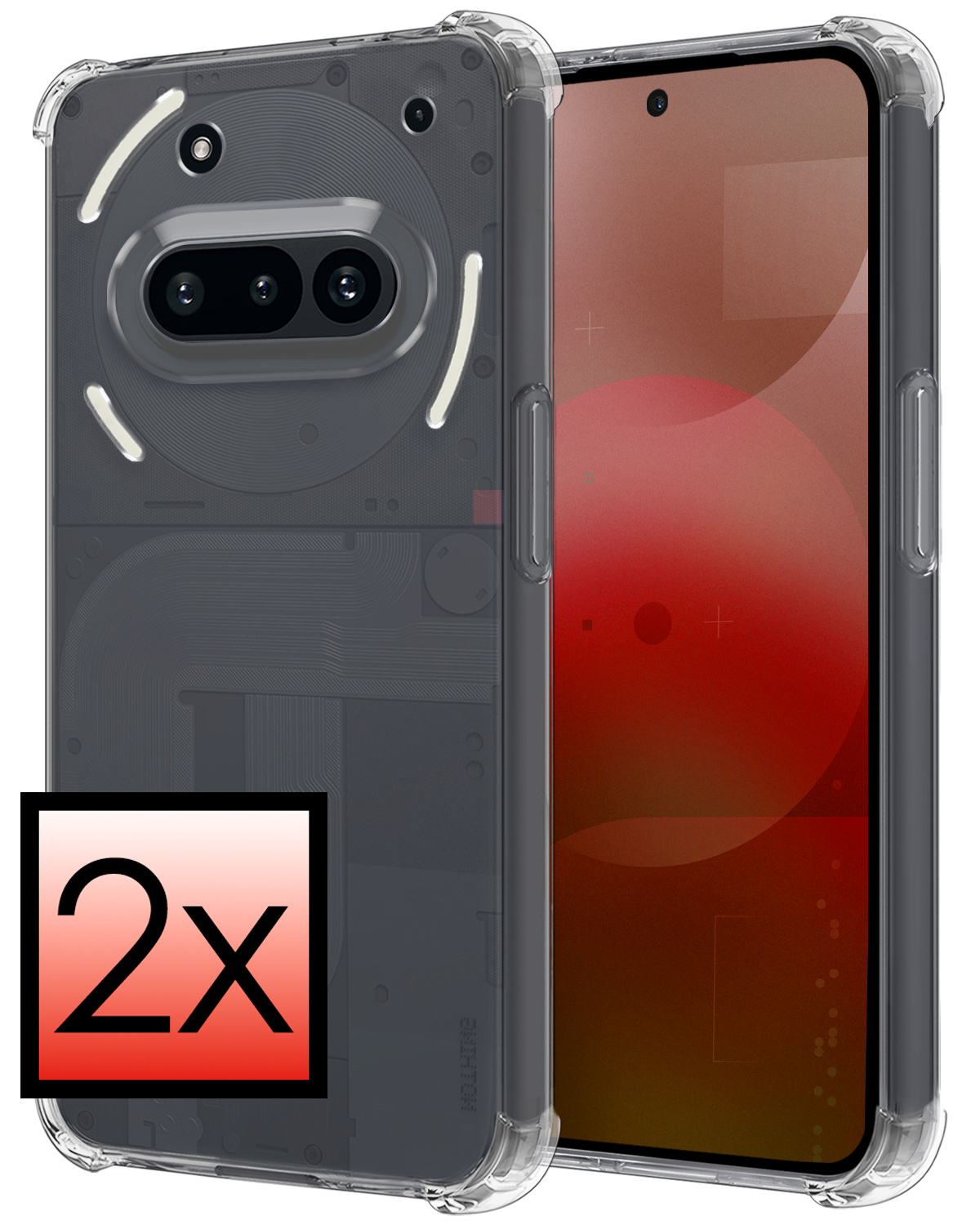 NoXx NoXx Nothing Phone (3a) Hoesje Shockproof - Transparant - 2 PACK