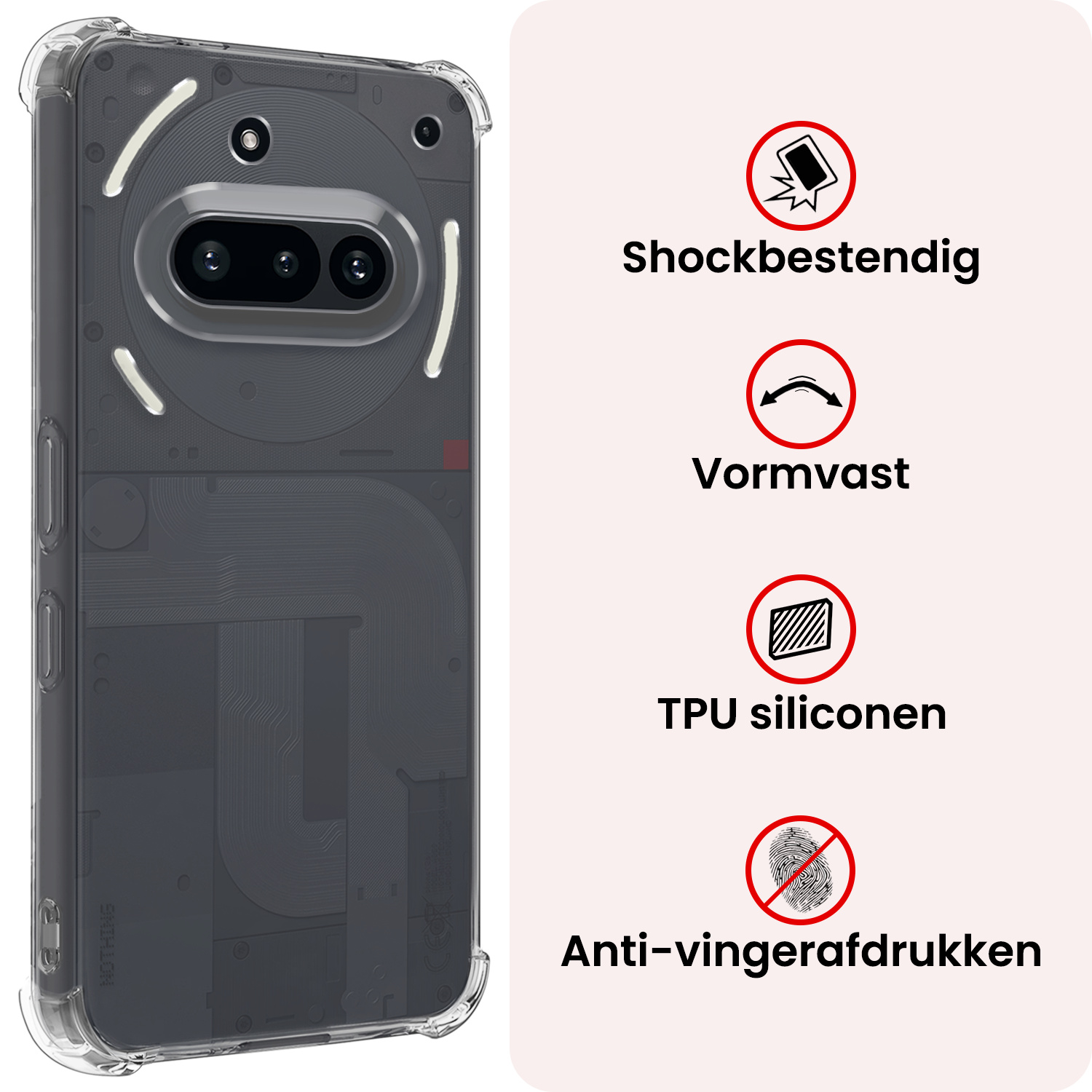 NoXx NoXx Nothing Phone (3a) Hoesje Shockproof - Transparant - 2 PACK